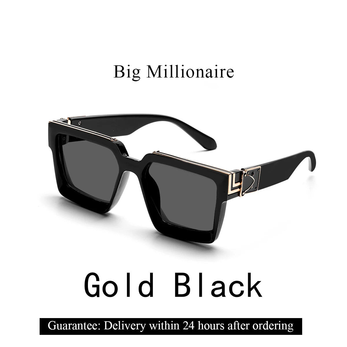 Ruiao Retro Black Millionaire Shades | Bold Designer Sunglasses for Men & Women - Premium shades from Lizard Vigilante - Just $23.88! Shop now at Lizard Vigilante