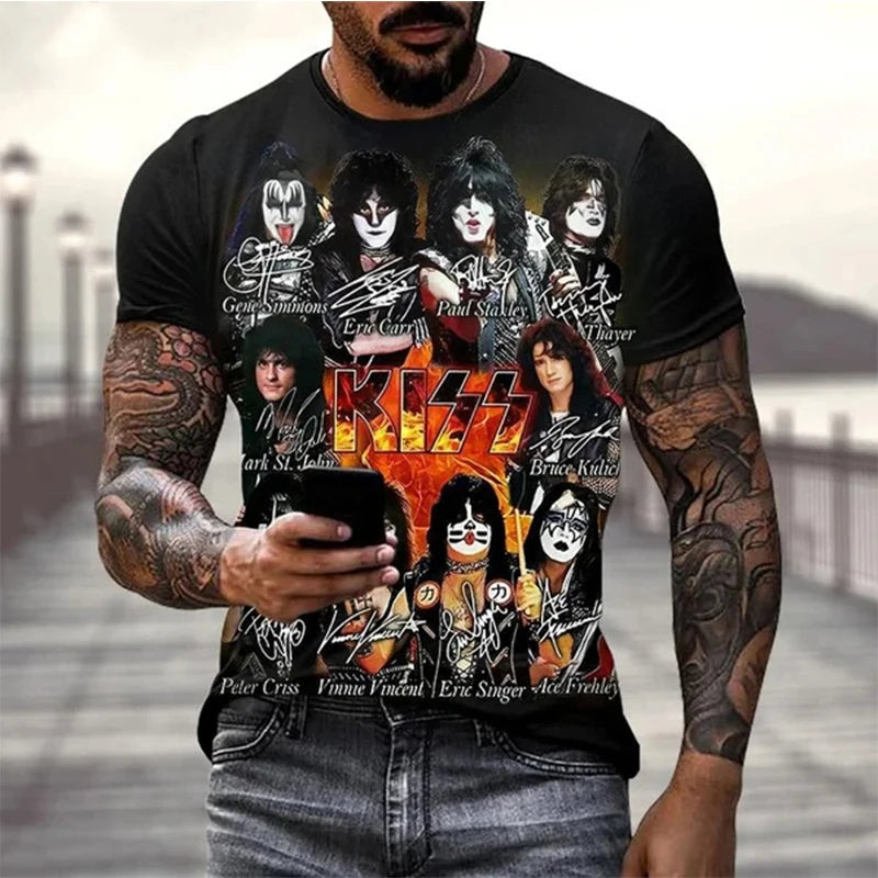 New Kiss Rock Band 3D Print Oversized T-Shirt – Men, Women, Kids Streetwear in Hip-Hop Style for Daily, Casual, or Concert Looks - Premium T-Shirt from Lizard Vigilante - Just $19.88! Shop now at Lizard Vigilante