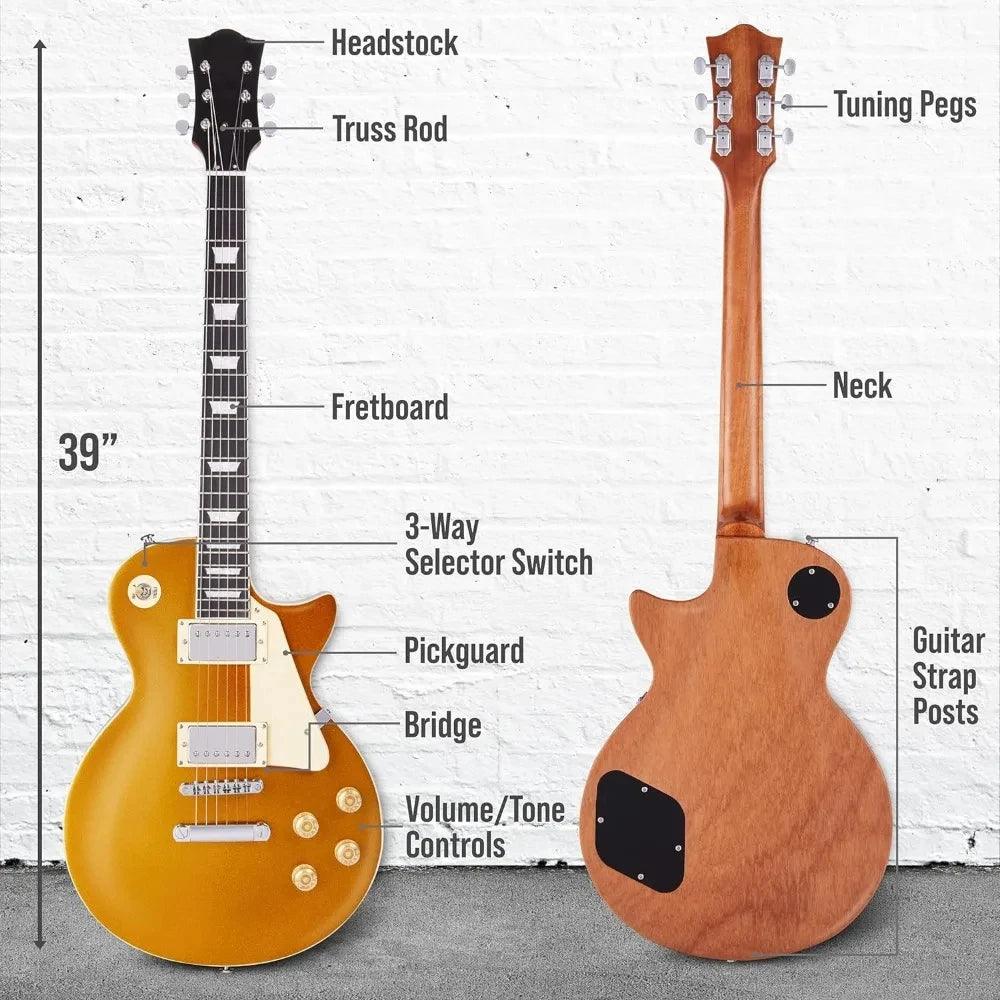 LP Electric Guitar, LesPaul Style for Beginner, Intermediate, Bonus 2-Pack of Picks, Mahogany Wood, Volume/Tone Controls, 3-Way Pickup - Premium Electric Guitar from Lizard Vigilante - Just $315.99! Shop now at Lizard Vigilante