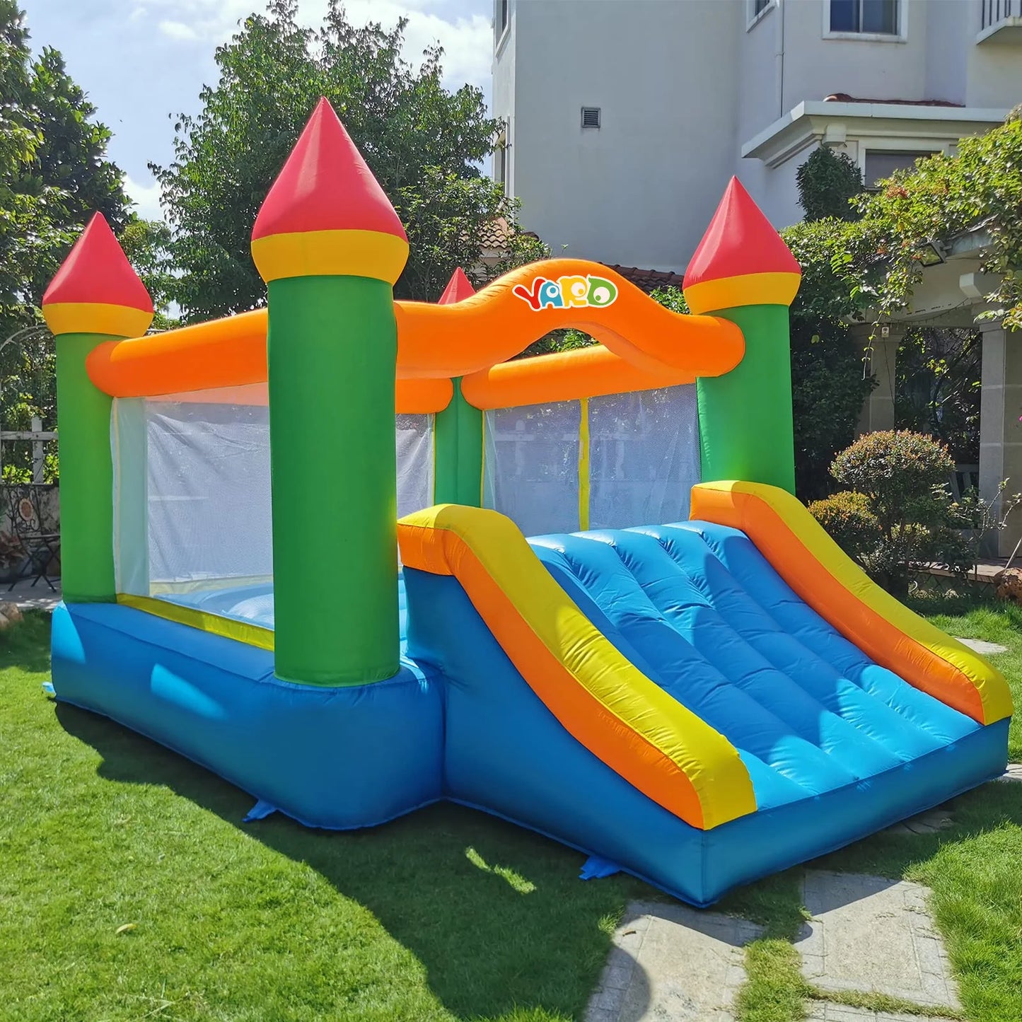 Inflatable Bounce House with Slide for Kids | 12x9x8ft Outdoor/Indoor Bouncer with Blower | PVC & Nylon Construction - Premium bouncer from Lizard Vigilante - Just $401.08! Shop now at Lizard Vigilante