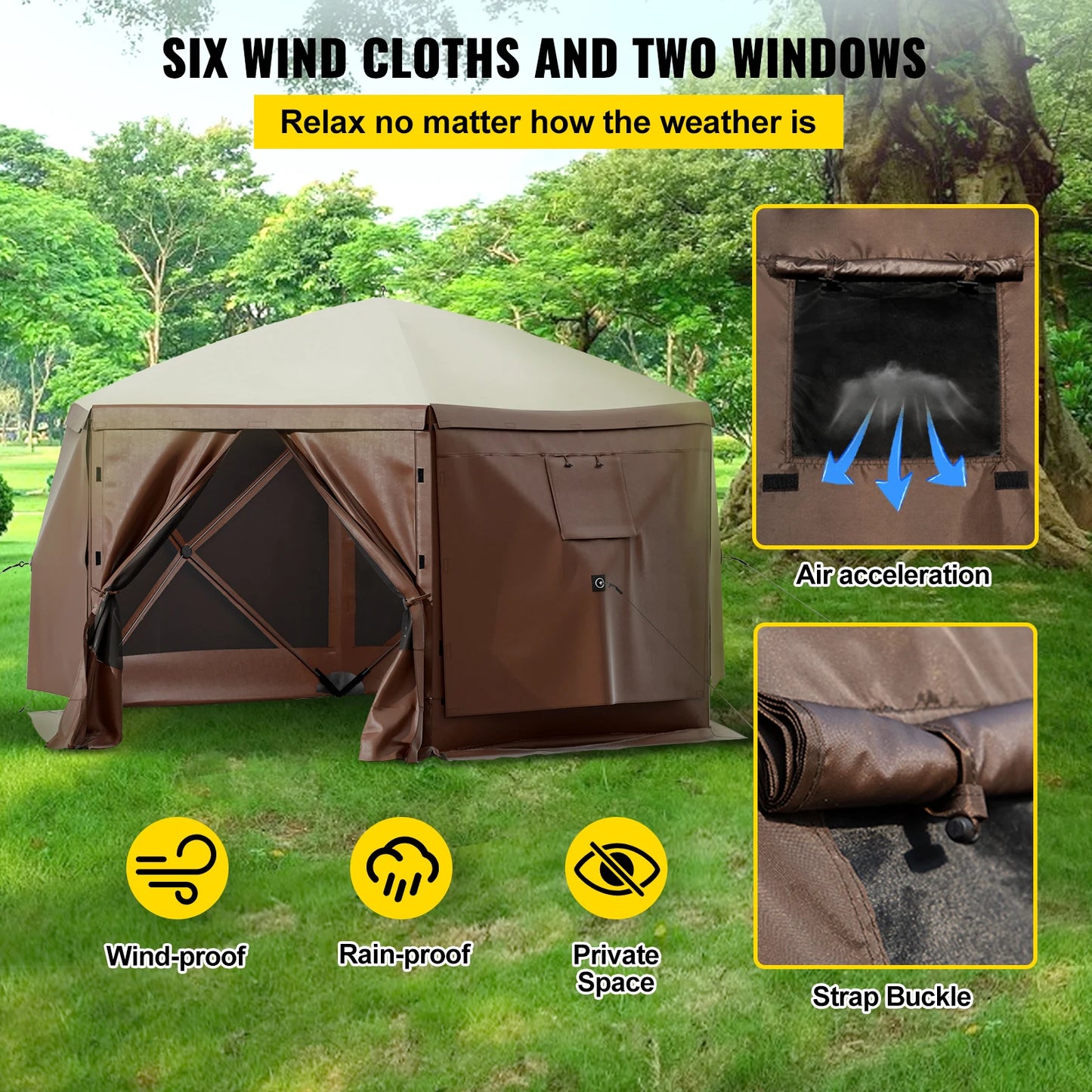⚡ VEVOR PIT LORD POP-UP GAZEBO | 6-Sided Heavy Metal Sun Shelter for the Wild ⚡
