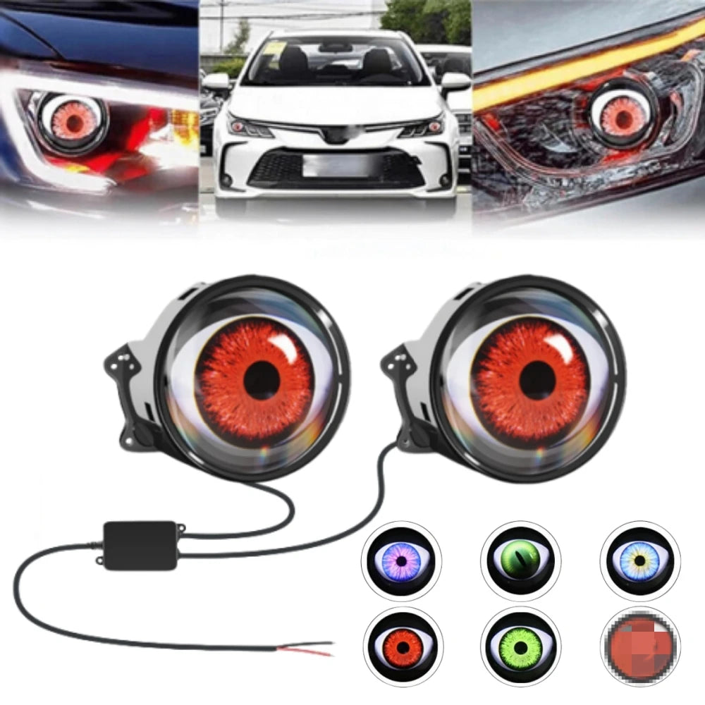 Devil Eyes LED Headlights – Dynamic Angel Eye Front Spotlight Lenses For Cars And Motorcycles (2PCS Set)