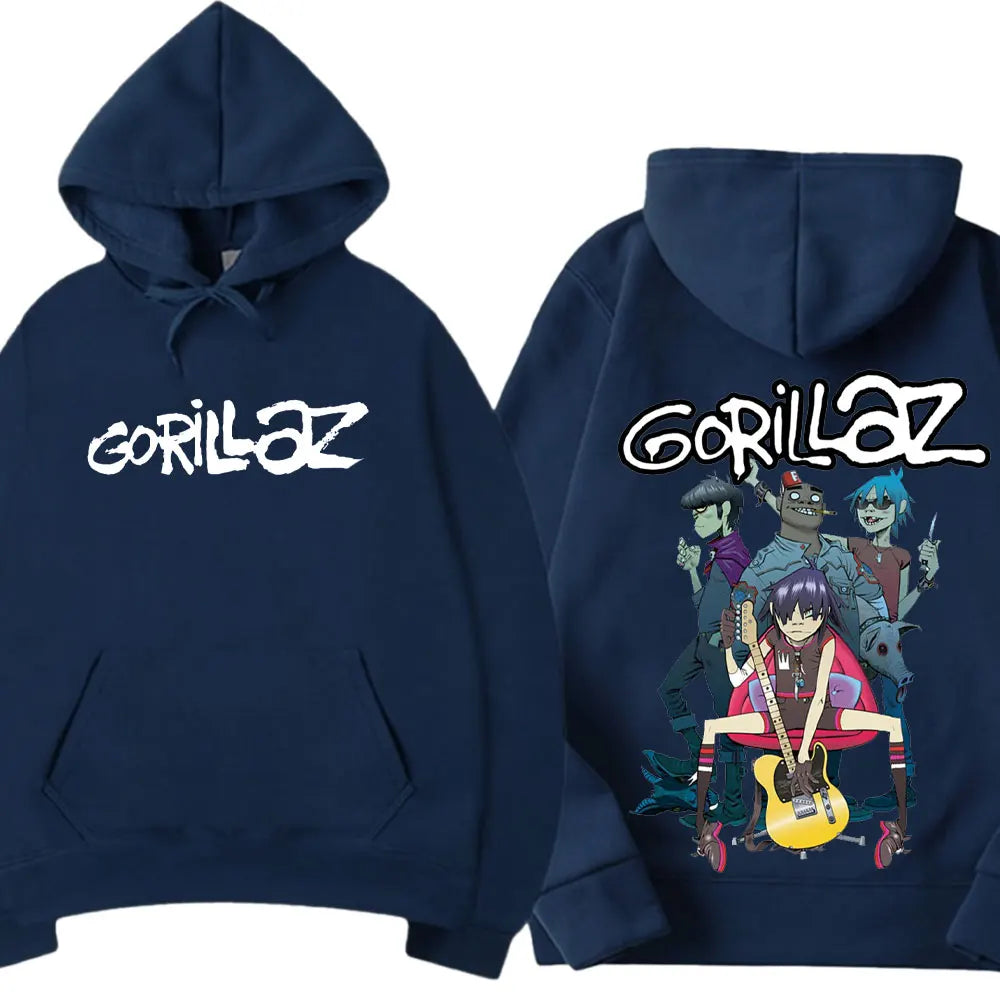 Vintage Gorillaz Rock Band Printed Hoodie – Harajuku Streetwear Pullover for Men & Unisex Casual Style - Premium hoodie from Lizard Vigilante - Just $39.99! Shop now at Lizard Vigilante