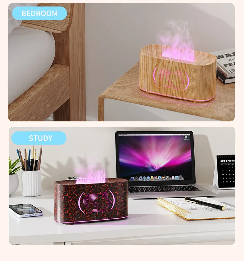 Map Humidifier Colorful Gradient Flame Aroma Diffuser Home Hotel Desktop USB Air Humidification