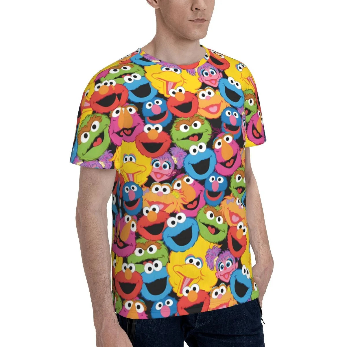 Sesame Street Elmo 3D Printed Summer T-Shirt for Men – Retro 80s TV Inspired Quick-Drying Polyester Tee - Premium T-Shirt from Lizard Vigilante - Just $24.88! Shop now at Lizard Vigilante