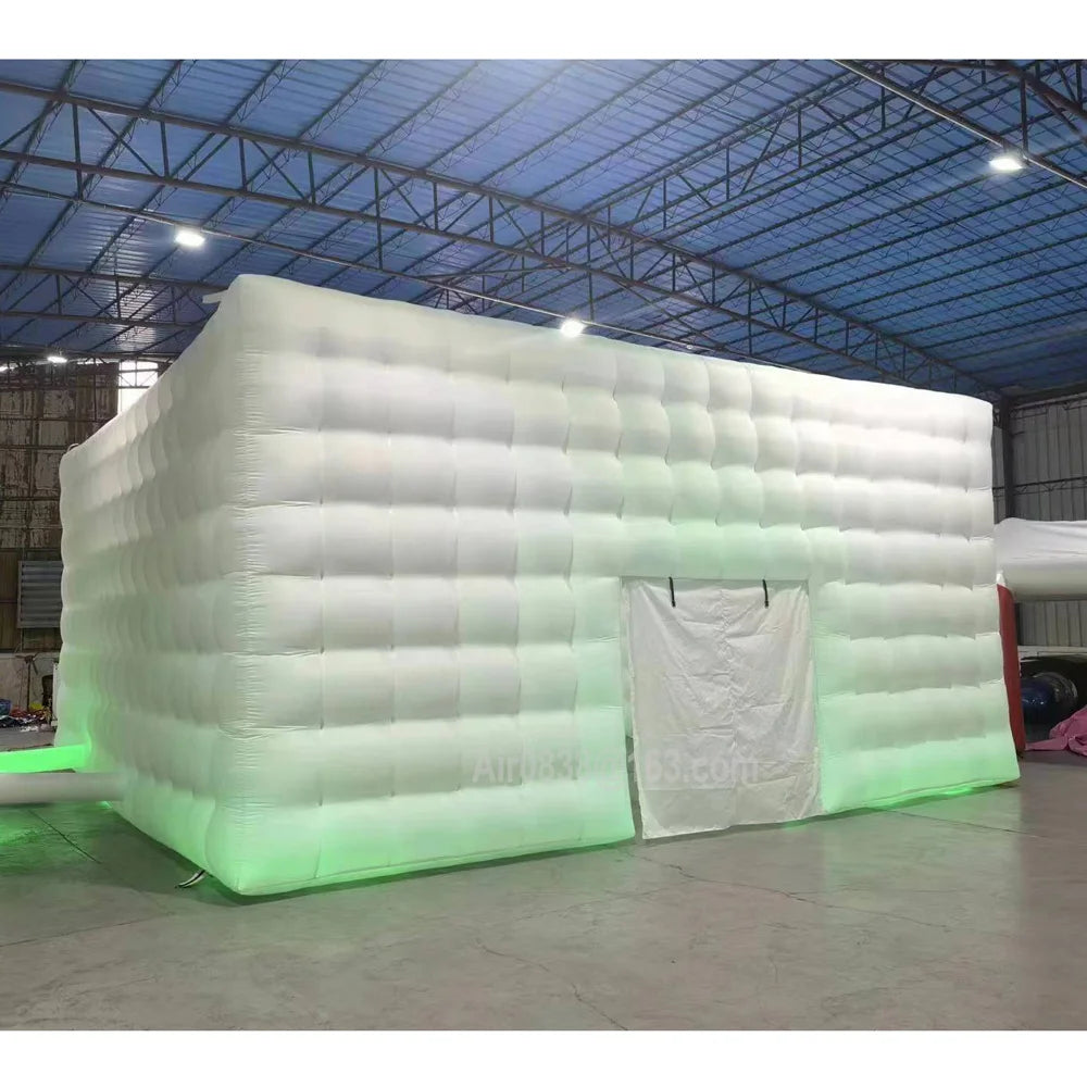 Ultimate Party Experience: 8x8x4m Large Inflatable White Disco Cube Tent - Wedding, Event, and Festival Shelter with LED Lights and Remote Control - Premium cube tent from Lizard Vigilante - Just $1755.99! Shop now at Lizard Vigilante