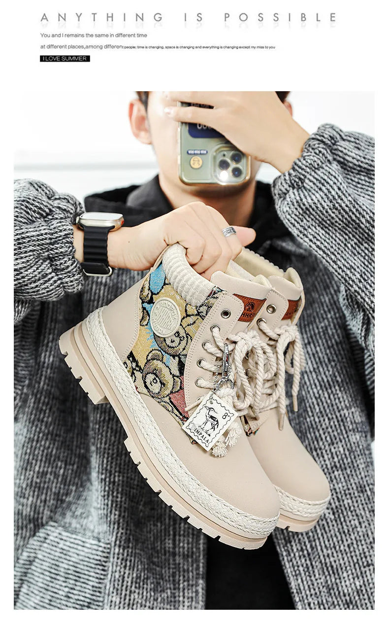 "Riot Fuel" Men's Street Platform Combat Boots – 2025 Limited Ankle-Lace Designer Desert Kickers for Cold-War Winters - Premium boots from dsers - Just $32.99! Shop now at Lizard Vigilante