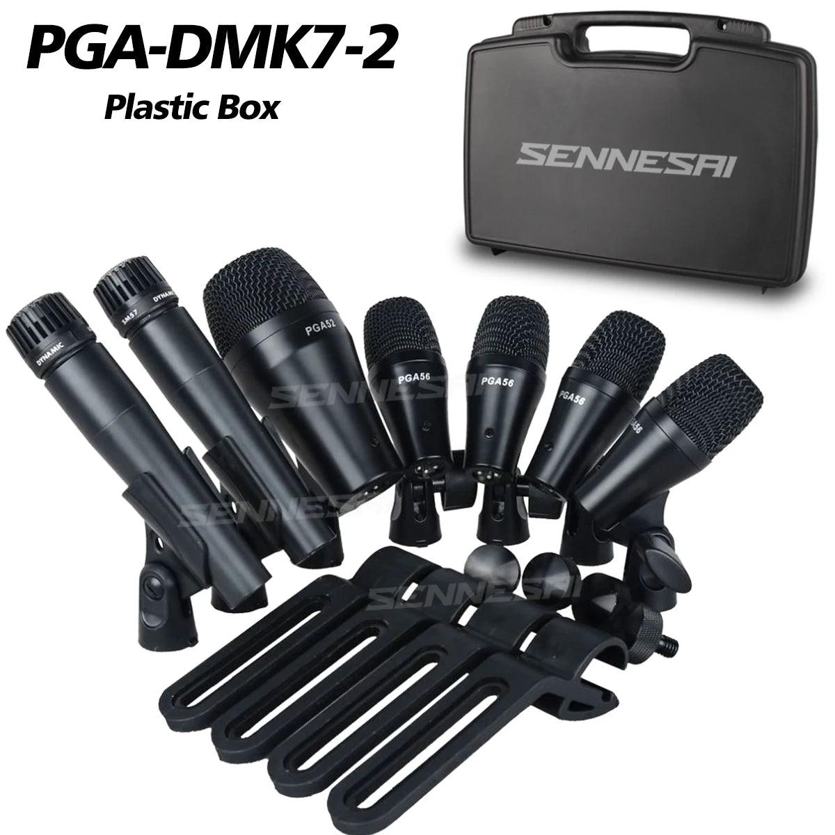 SENNE PG-DMK7 7-Piece Wired Dynamic Drum Microphone Kick Bass, Instrument Tom/Snare & Cymbals Mic Set With Box Use，Top Quality！ - Lizard Vigilante