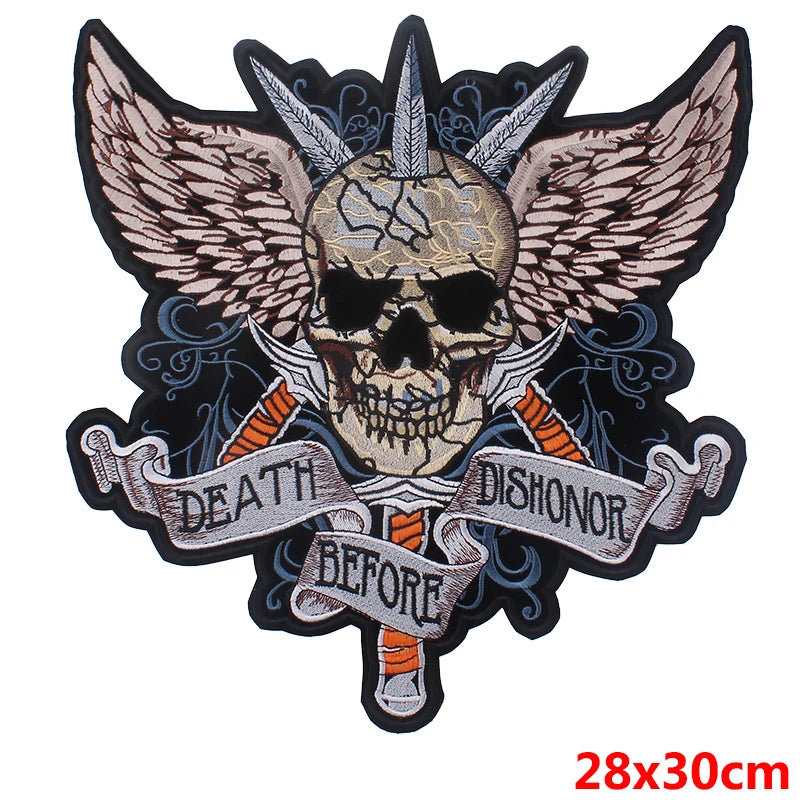 Punk Biker Patch Iron/Sew On Embroidery Patches On Clothes Skull Big Pacthes For Jacket Applique DIY Rock Large Back Pacth Badge - Lizard Vigilante