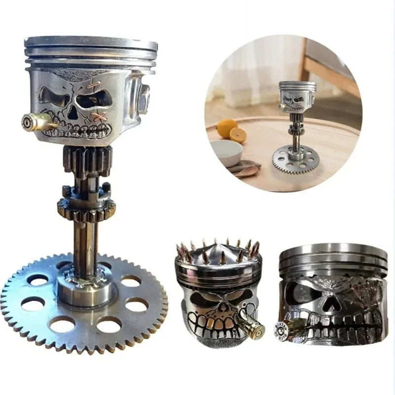 Carved Piston Skull Face Sculpture Resin Skull Artwork Statue Crafts Home and Office Personalised Desktop Decoration Ornaments