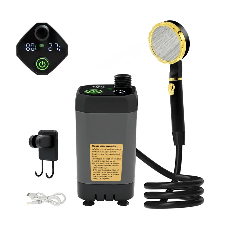 Portable Camping Shower Pump Kit - RV Outdoor Shower with Digital Display - Premium camping shower from Lizard Vigilante - Just $52.88! Shop now at Lizard Vigilante