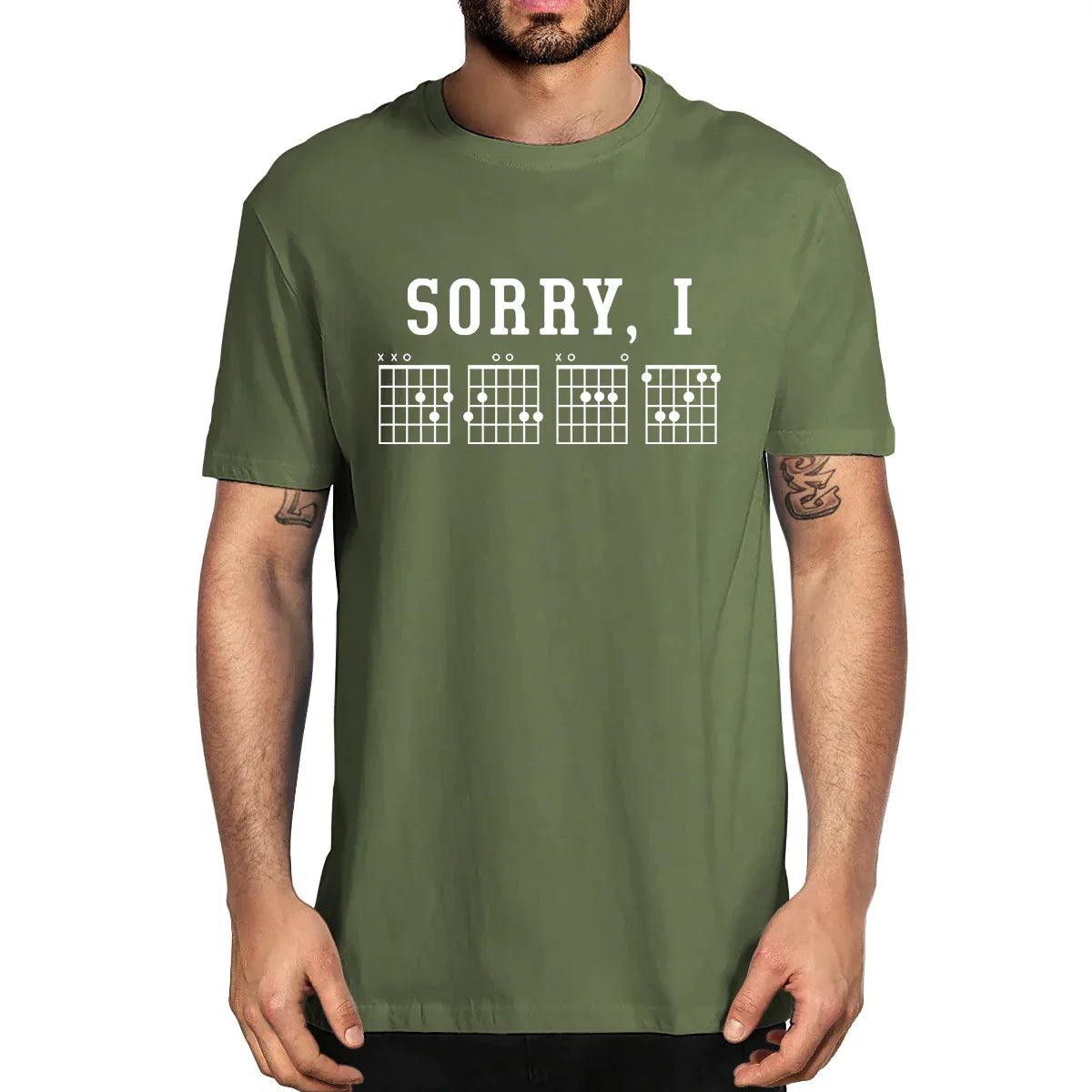 Sorry I-DGAF Hidden Message Guitar Chords Vintage Summer Men's Novelty T-Shirt Women Casual Streetwear Tee 100% Cotton Funny - Lizard Vigilante