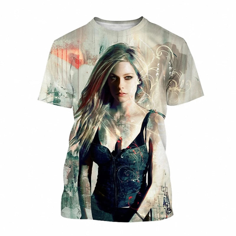 Avril Lavigne 3D Printed T-Shirt – Summer Fashion Casual Oversized Tee, Harajuku Streetwear, Men & Women Singer Graphic Shirt - Premium  from Lizard Vigilante - Just $28.88! Shop now at Lizard Vigilante