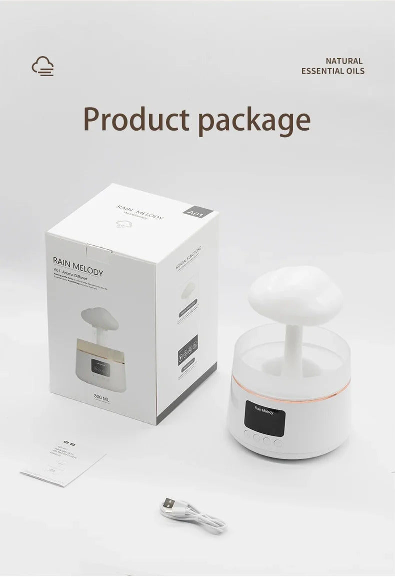 300ml 5W USB Air Diffuser Bluetooth Rain Cloud Humidifier Design Mushroom Lamp Colorful NightLight Ultrasonic Aroma Diffuser