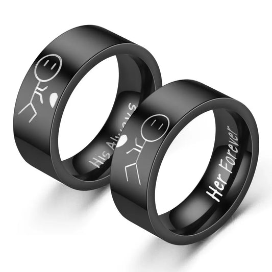His Always, Her Forever – Stainless Steel Couples Rings for Eternal Love & Unbreakable Bonds - Premium rings from Lizard Vigilante - Just $7.99! Shop now at Lizard Vigilante