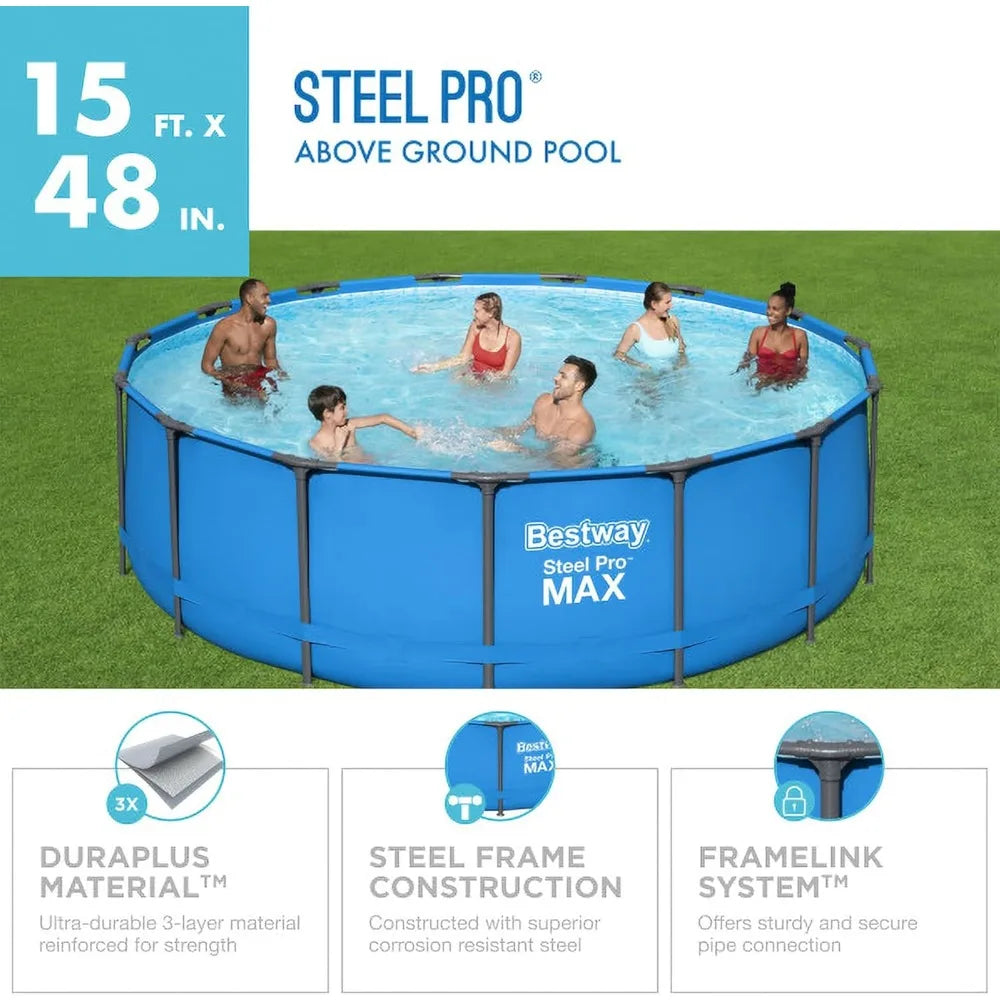 15' x 48" Above Ground Swimming Pool | Durable Steel Frame Pool - Premium swimming pool from Lizard Vigilante - Just $498.88! Shop now at Lizard Vigilante