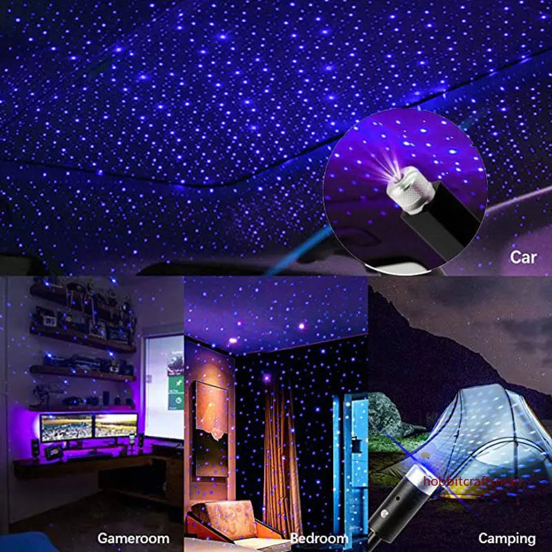 Mini LED Starry Sky Galaxy Projector USB Car Roof Night Light Adjustable Atmosphere Lamp