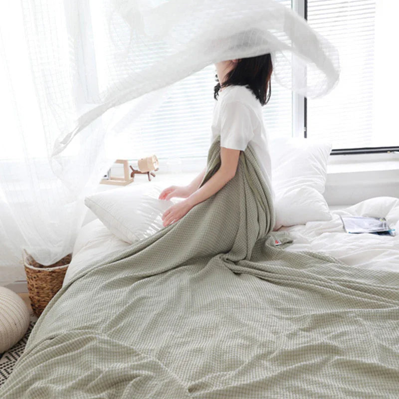 Cotton Bamboo Fiber Blanket Lunch Break Blanket Summer Cooling Sofa Bed Air Condition Blankets For Kids Adults Bedding Coverlet