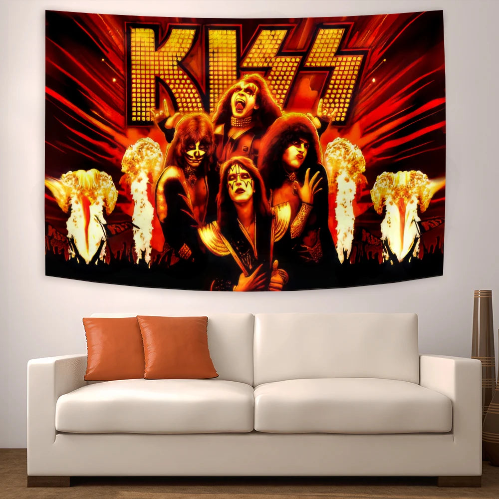 American Hard Rock Band KISS Decorative Wall Tapestry - Premium Tapestry from Lizard Vigilante - Just $10.99! Shop now at Lizard Vigilante