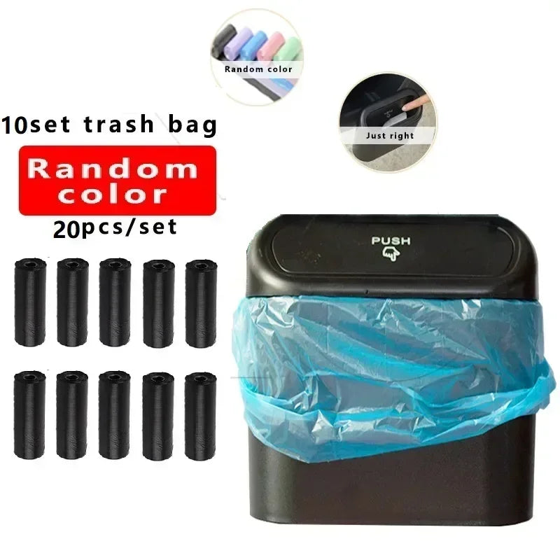 Car Trash Bin Hanging Vehicle Garbage Dust Case Storage Box Plastic Pressing Square Trash Can Type Auto Car Supplies