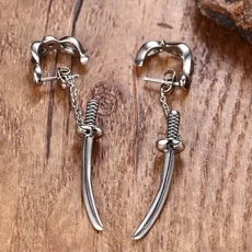 Retro Punk Black Skull Hoop Earrings Hypoallergenic Earrings Fashion Rock Motorcycle Men\\'s Jewelry Accessories - Premium  from Lizard Vigilante - Just $1.99! Shop now at Lizard Vigilante