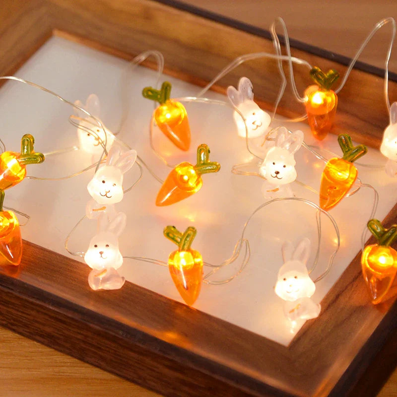 2M 20LED Easter Rabbit String Light Carrot Chick Eggs Fairy Light Garland Happy Easter Party Decoration For Home Kids Gift 2025