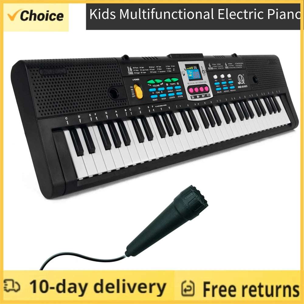 61 Keys Digital Music Electronic Piano Keyboard Kids Multifunctional Electric Piano with Microphone Function for Beginners - Premium  from Lizard Vigilante - Just $37.99! Shop now at Lizard Vigilante