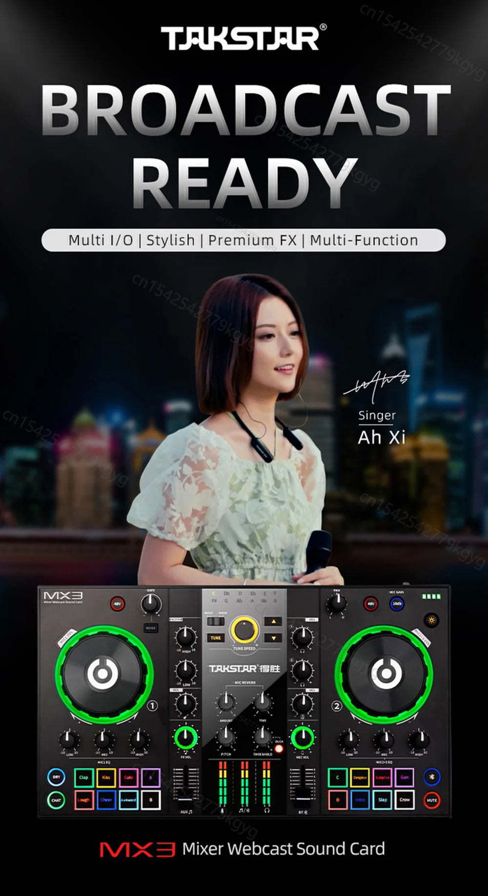 Takstar MX3 RiotMixer — Apocalypse Edition | Pro Webcast Sound Card With 16 FX, Dual XLR, Noise-Killer Engine & Chaos Control Console