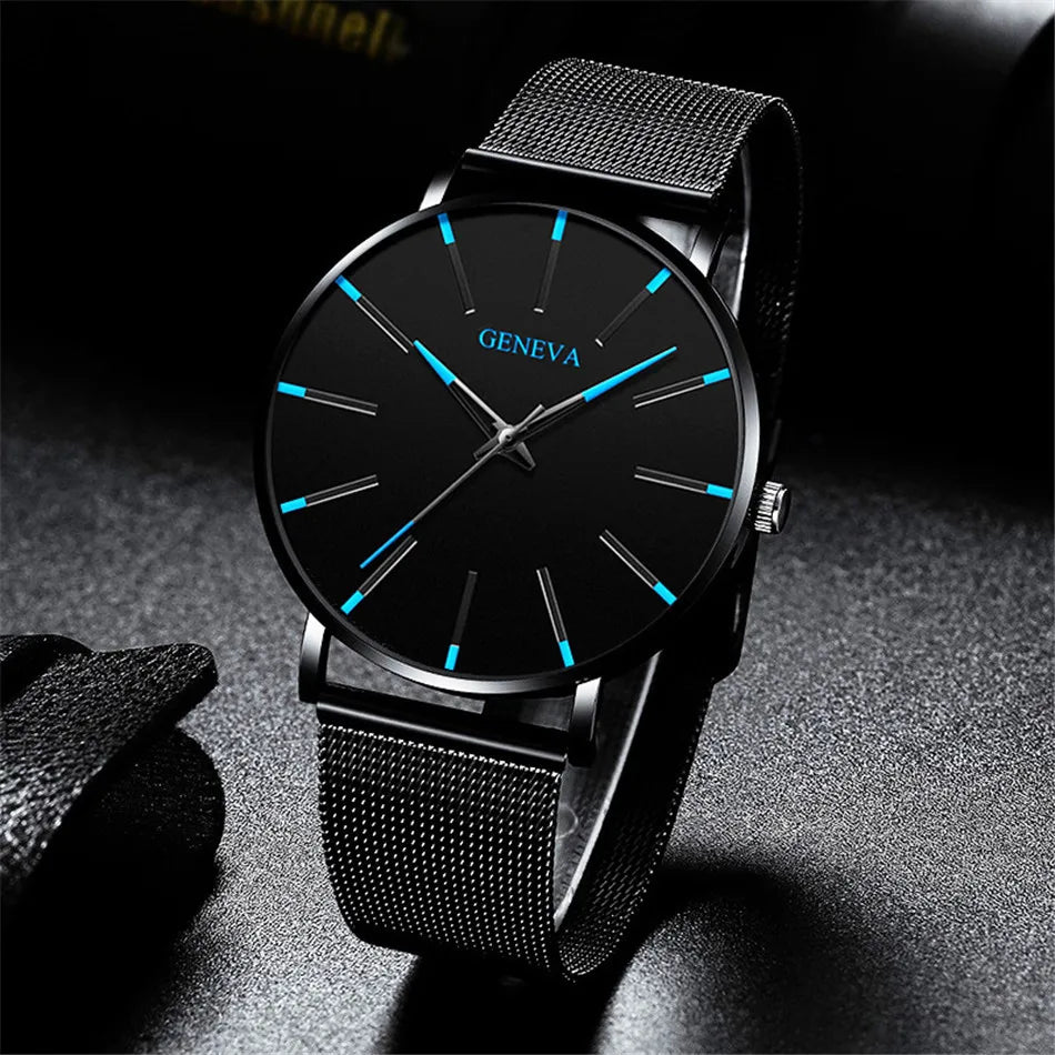 2025 New Mens Fashion Watches Luxury Ultra Thin Stainless Steel Mesh Strap Quartz Watch Rose Gold Men Watch Gifts Reloj Hombre - Premium  from Lizard Vigilante - Just $11.99! Shop now at Lizard Vigilante