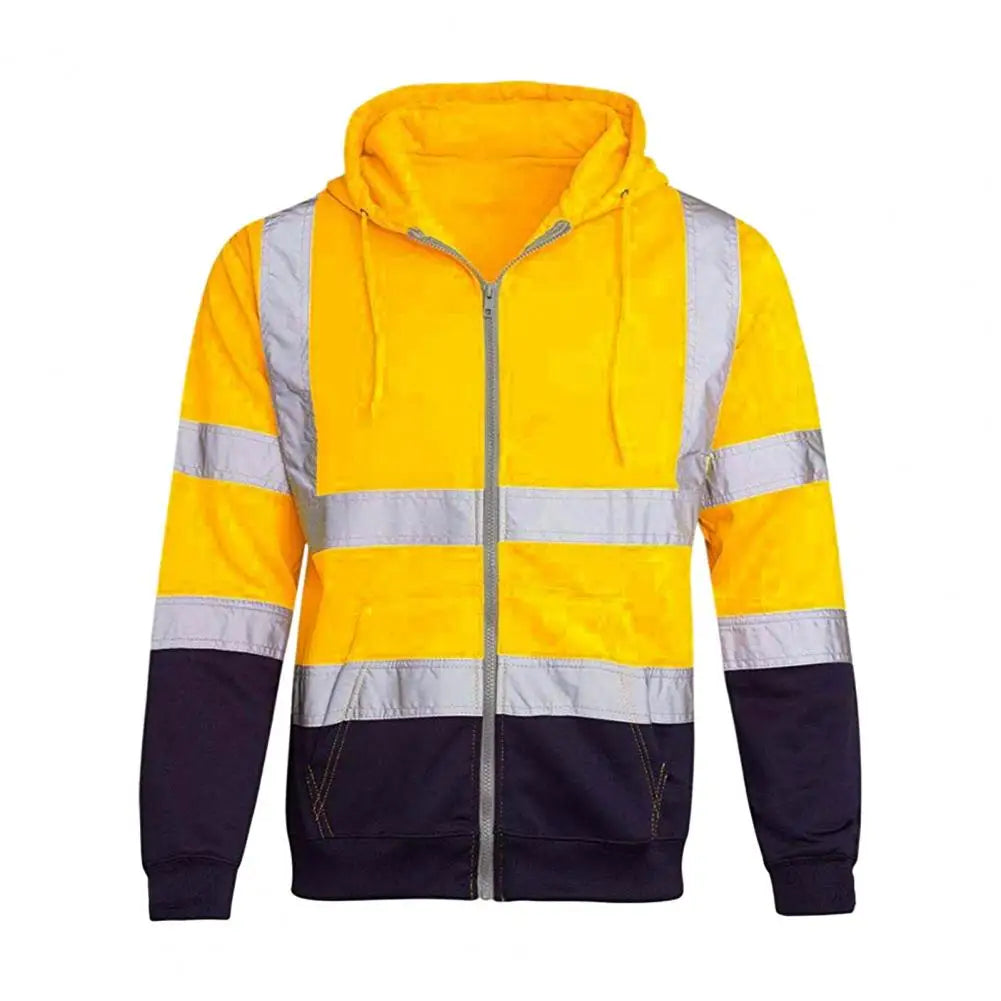 Reflective Long Sleeve Hoodie Winter Safety Coat