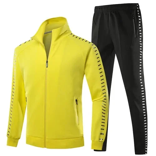 Winter Basketball Tracksuit Men Fashion Reflective Strip Hoodies+Pant Set Outdoor Gym Jogging SportSuit Running Sweatshirt Suits - Premium  from Lizard Vigilante - Just $87.99! Shop now at Lizard Vigilante