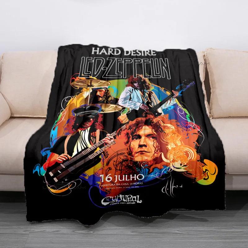 Retro Band Zeppelins Patterns Blanket Led Rock Bank Flannel Blanket Super Soft Sheet Mattresses Cozy Lazy Couch Cover Blanket - Lizard Vigilante