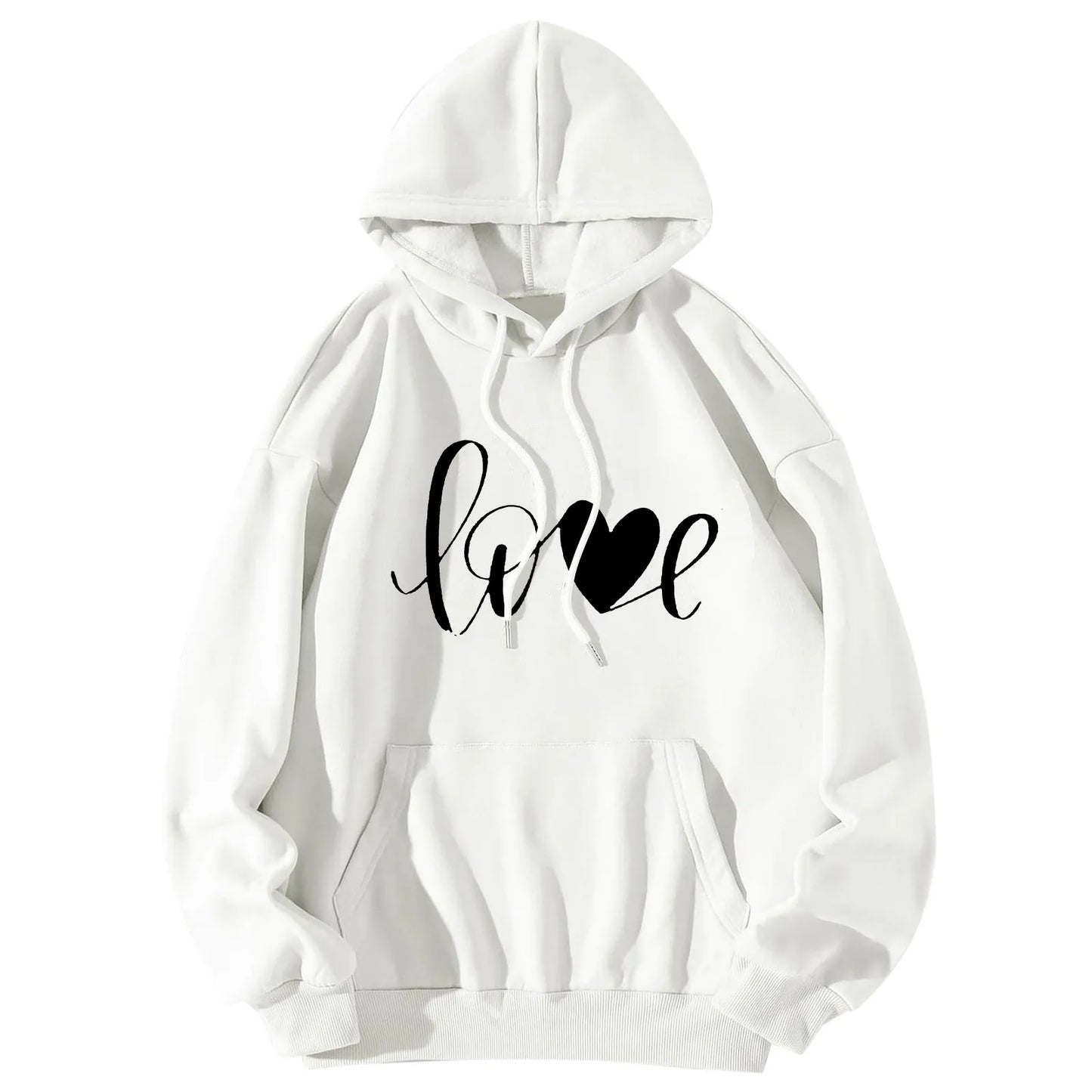 LOVE Unisex Print Long Sleeve Round Neck Hooded Sweatshirt - Premium sweatshirt from Lizard Vigilante - Just $38.88! Shop now at Lizard Vigilante