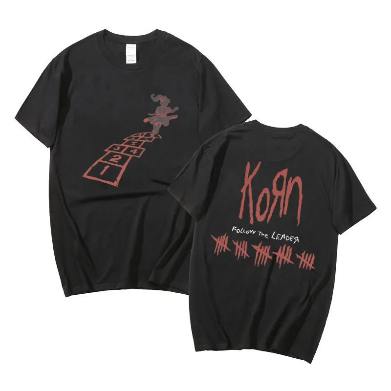 Rock Band Korn Follow The Leader Graphic T Shirt Men Women Fashion Loose Short Sleeve Tees Man Vintage Gothic Oversized Tshirt - Lizard Vigilante