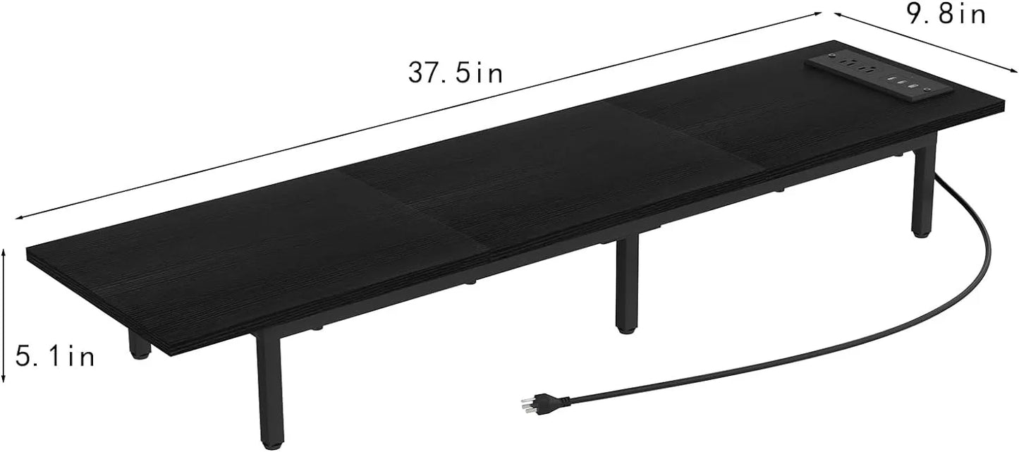 Monitor Stand for 2 Monitors Long Monitor Riser with USB Ports Wood Desktop Computer Riser Monitor Shelf Holder Stand - Premium  from Lizard Vigilante - Just $48.99! Shop now at Lizard Vigilante