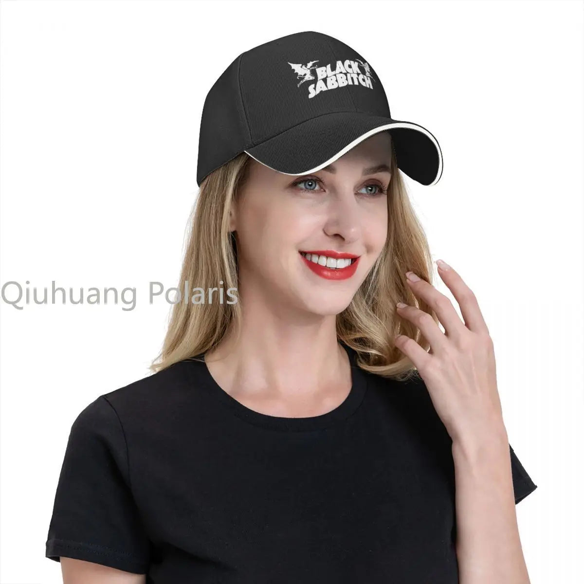 Black Sabbitch Rock Baseball Caps Fashion Sandwich Hat Unisex Breathable Caps Hat Running Golf - Premium baseball cap from Lizard Vigilante - Just $22.88! Shop now at Lizard Vigilante