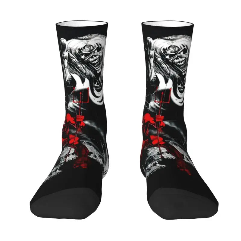 Iron Maiden Pop Roll Men's Crew Socks – Unisex 3D Printed Fashion Dress Socks for Rock & Roll Rebels - Premium socks from Lizard Vigilante - Just $16.88! Shop now at Lizard Vigilante