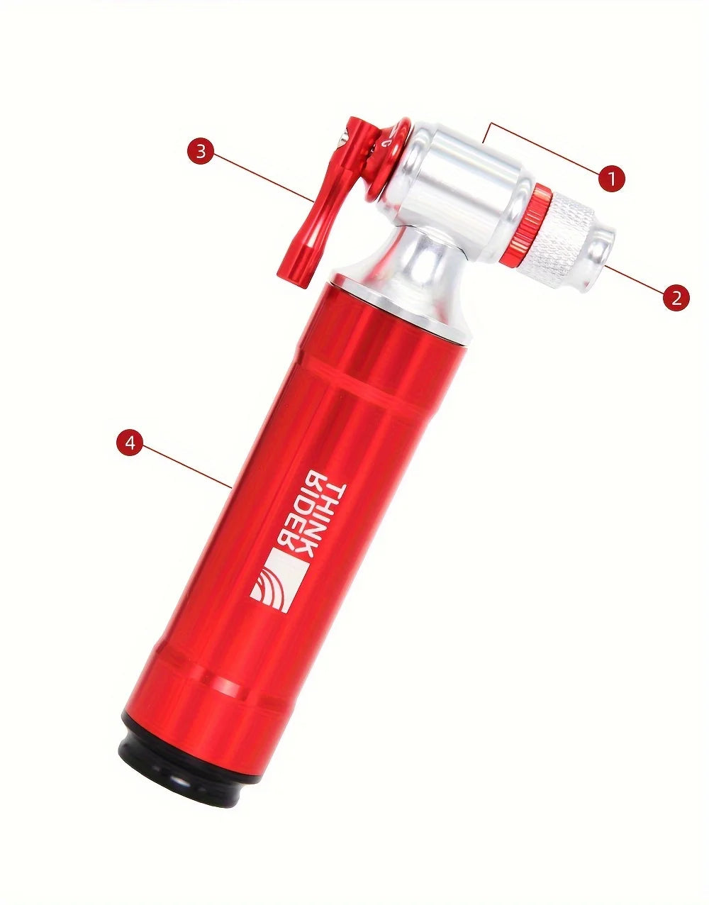 ThinkRider ThunderShot CO₂ Mini Pump — Aluminum Presta/Schrader Bike Tire Inflator For Road, MTB & Gravel