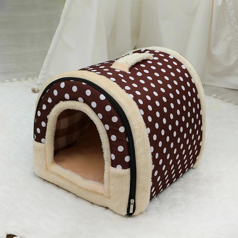 Portable Handle Type House For Cats 16 Kinds Printings Semi-enclosed 3D Plush Removable&Washable Warm Cat Villa Tent - Premium pet supplies from Lizard Vigilante - Just $20.99! Shop now at Lizard Vigilante