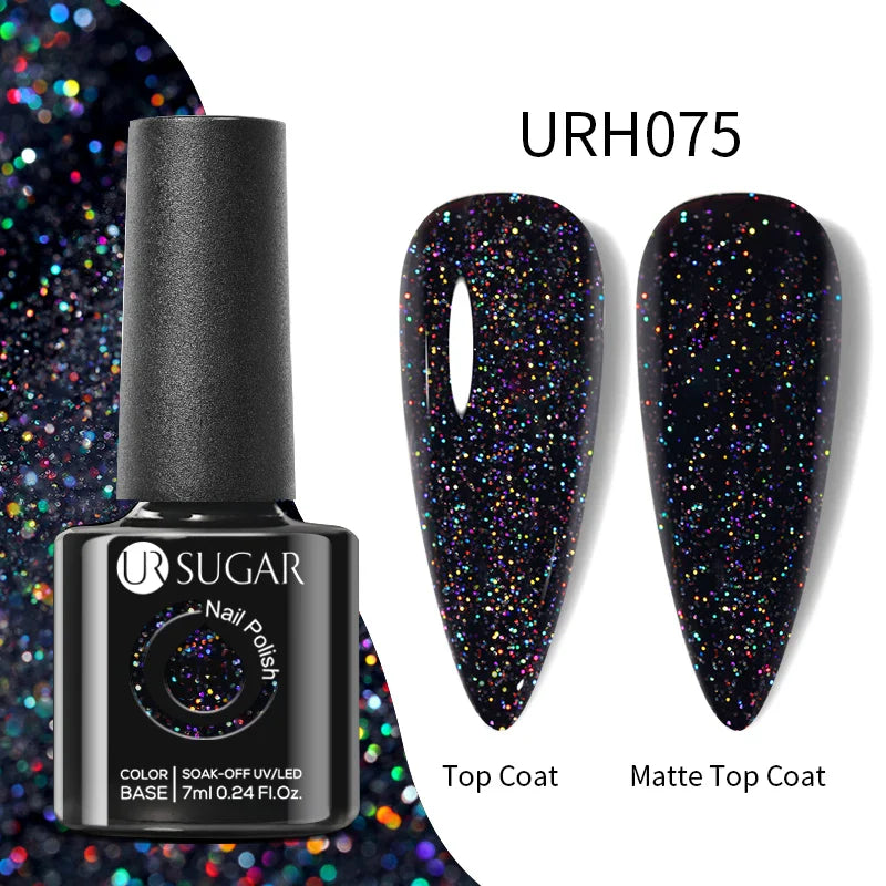 UR SUGAR Blue Color Rubber Base Gel Nail Polish Gold Glitter Base Gel Top Coat Soak Off UV LED Gel Nail Art Varnish Manicure