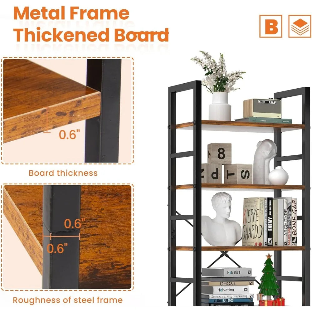 Bookshelves, 5-storey high bookshelves, modern bookcases, garage sets, CDs, movies, industrial corner storage organizers - Premium  from Lizard Vigilante - Just $88.99! Shop now at Lizard Vigilante