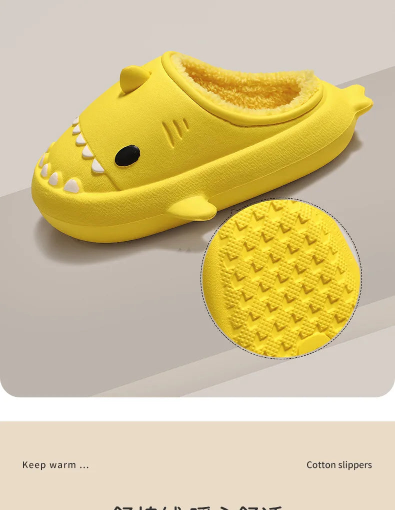 Comwarm Shark Plush Slippers For Women Men Autumn And Winter Warm Cartoon Cotton Slipper Non-Slip Waterproof Outdoor Home Shoes - Premium  from Lizard Vigilante - Just $16.99! Shop now at Lizard Vigilante