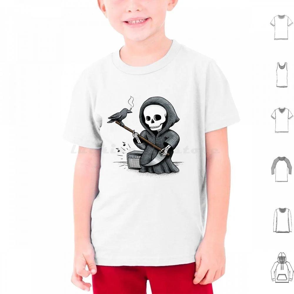 Death Metal T Shirt Cotton Men Women Diy Print Skull Halloween Skeleton Grim Reaper Crow Guitar Music And Roll Metal Band Scary - Lizard Vigilante