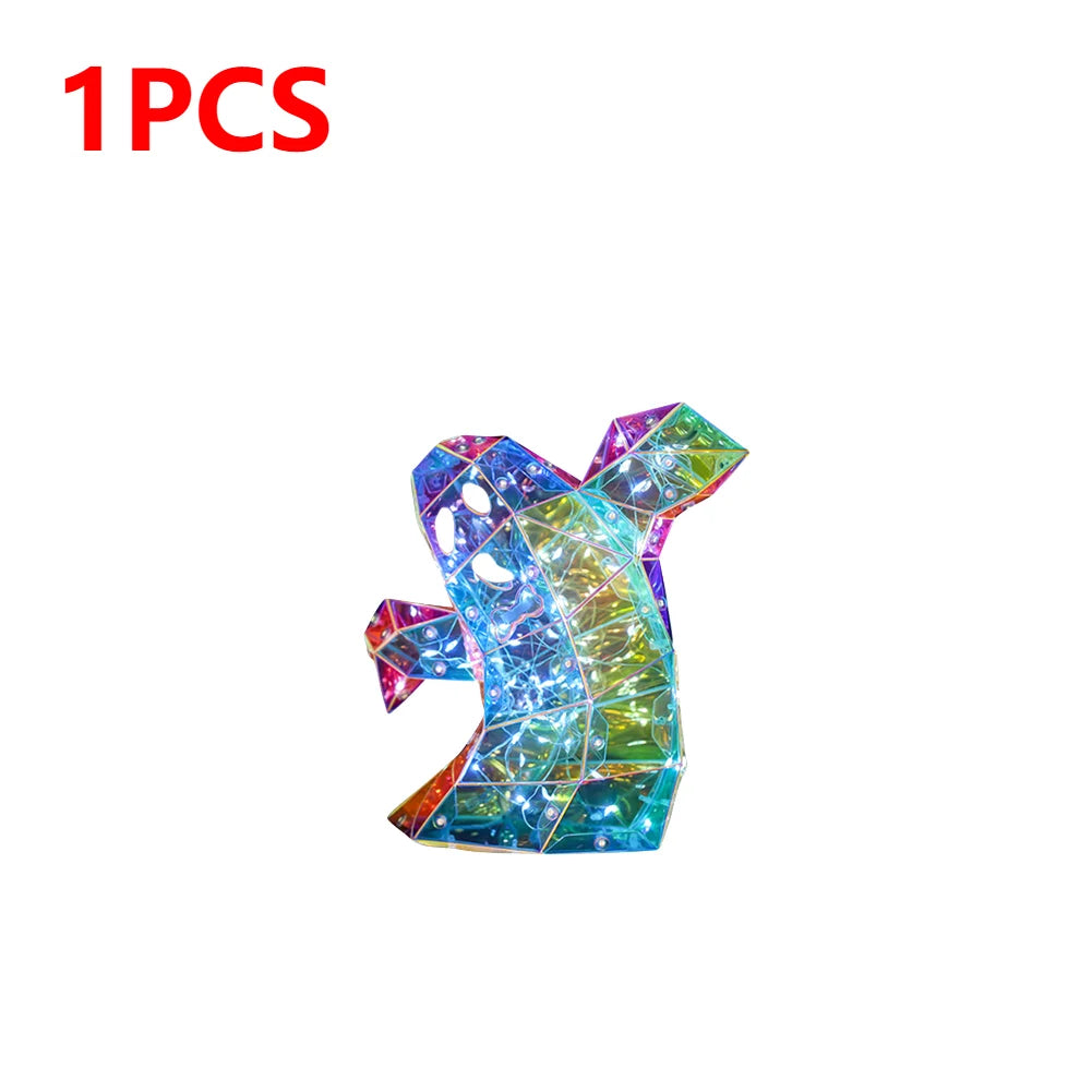 Ghost Halloween Decor Lights Pumpkin Skull Ornament Shining Ghost Light Prismatic Iridescent Phantom Ghost Halloween Party Decor