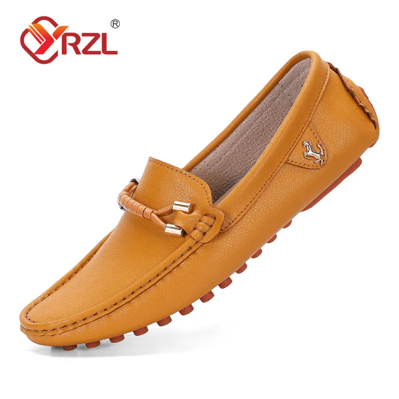 YRZL Men's Handmade Leather Loafers – Casual Slip-On Driving Flats, Luxury Moccasins for Men, Comfortable Shoes Plus Size 37-48 - Premium sandals from Lizard Vigilante - Just $40.99! Shop now at Lizard Vigilante