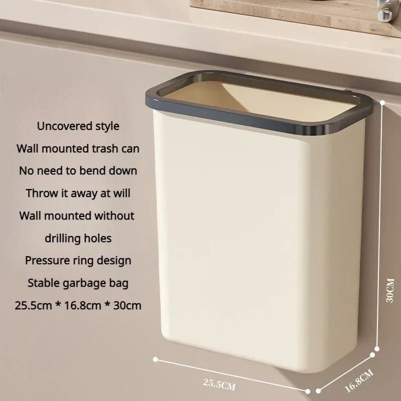 Fashionable Household Garbage Bin Hanging Garbage Bin Large Capacity Square Design Toilet Garbage Bin Convenient Clamshell Cover