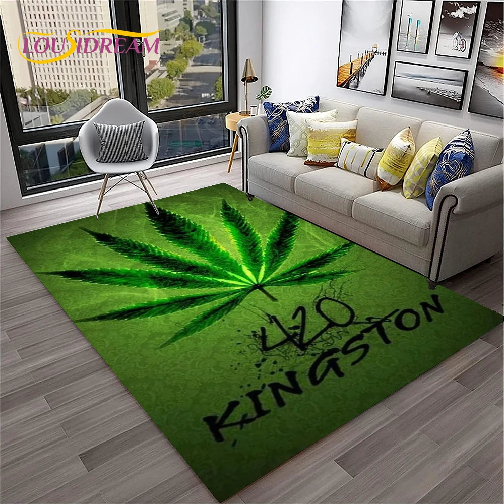 High Voltage Maple Leaf Lounge Rug – 3D Printed Non-Slip Weed Art Carpet For Living Rooms, Studios And Late-Night Plots