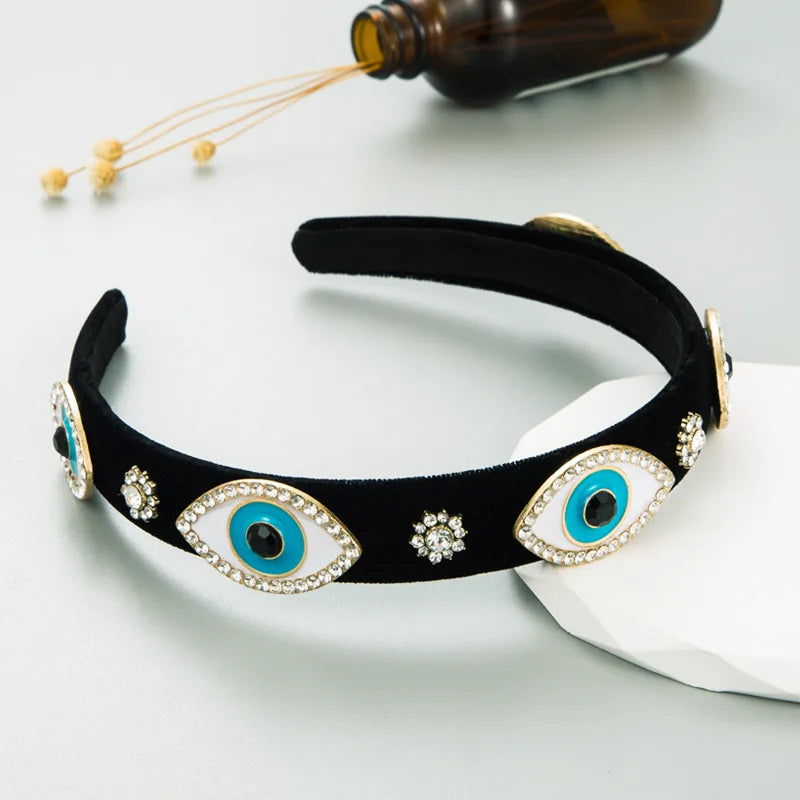 New Vintage Crystal Eyes Velvet Headband Wide Cross Baroque Hair Rope Party Hairband Girls Women Luxury Hair Accessories - Premium Headband from Lizard Vigilante - Just $36.99! Shop now at Lizard Vigilante