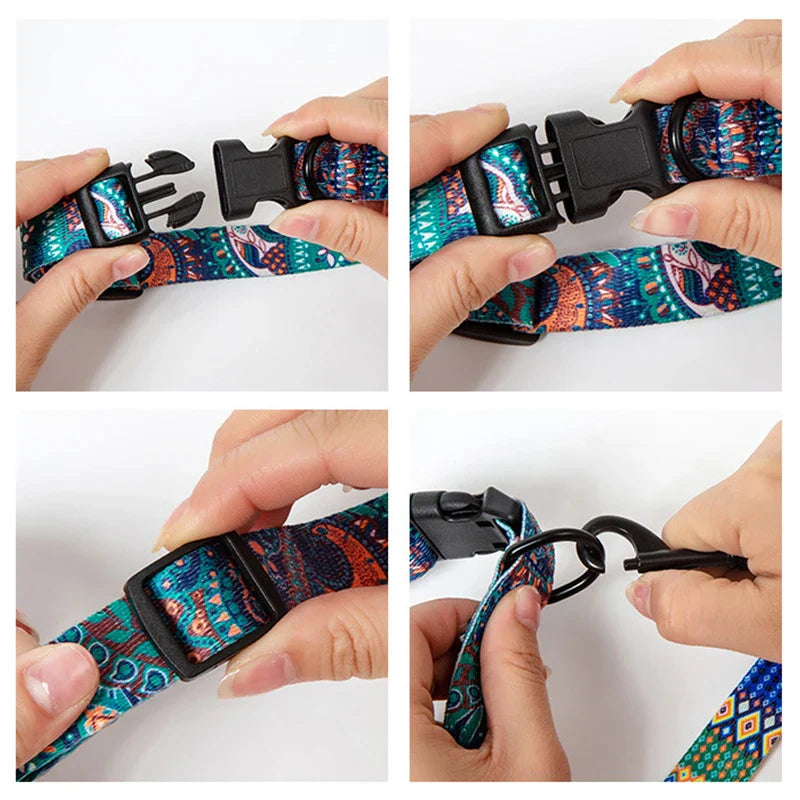 Pet Collar and Leash Set for Small Medium Large Dog Walking Collars Bohemia Style Puppy Cat Collar Pet Supplies Buldog Chihuahua
