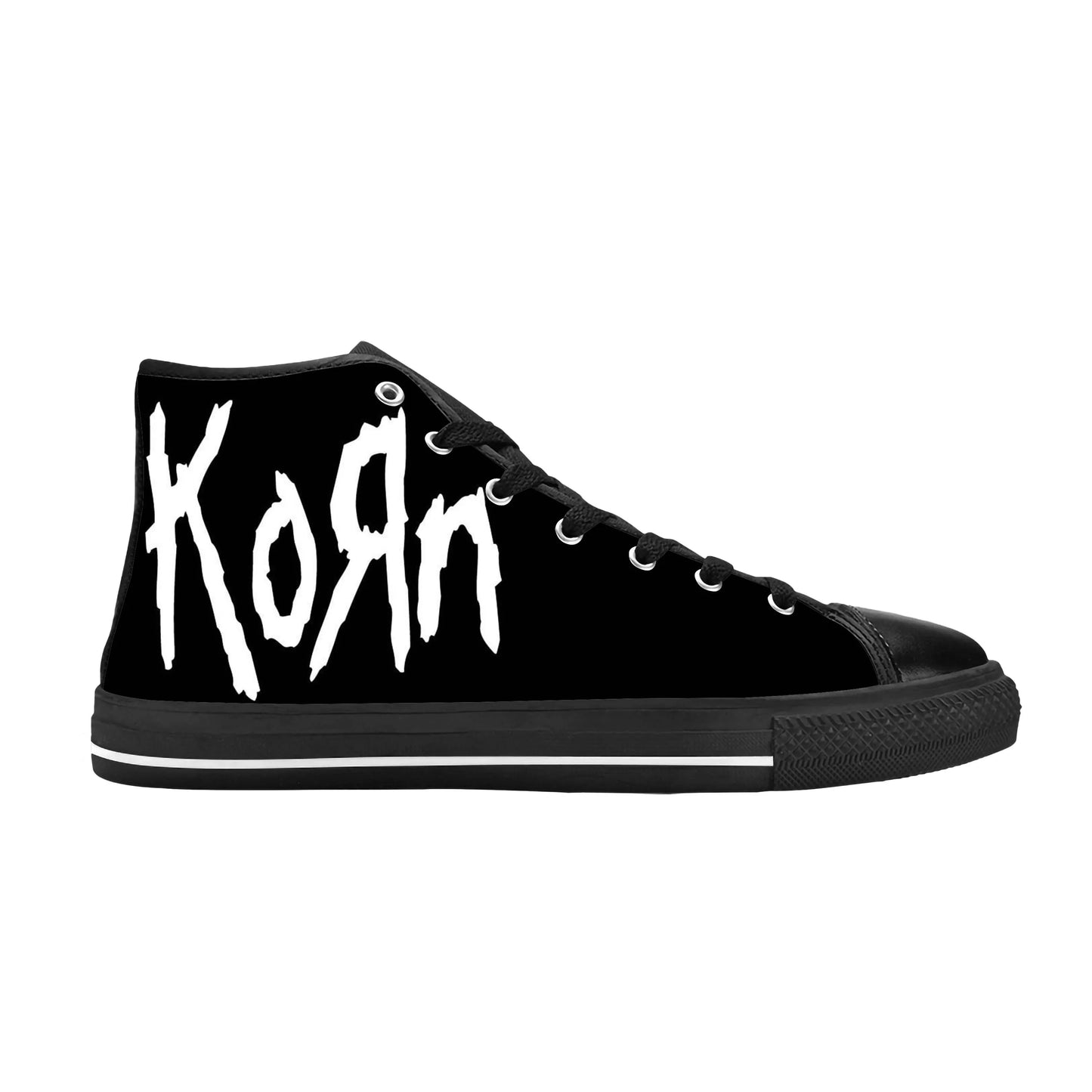 Korn 3D Print High Top Sneakers – Metal Rock Band Canvas Shoes for Men & Women | Comfortable, Breathable, and Stylish - Premium shoes from Lizard Vigilante - Just $48.88! Shop now at Lizard Vigilante